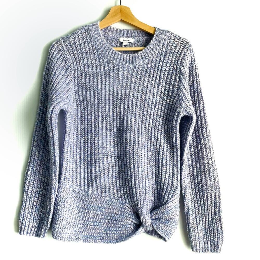 🆕 Kensie know Front long sleeve sweater purple with sparkle thread NWT size XS